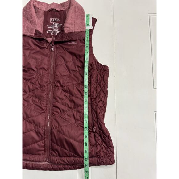 LL Bean Womens Fleece Lined PrimaLoft Vest Storm Maroon Outdoor M PET Quilted - Picture 5 of 6